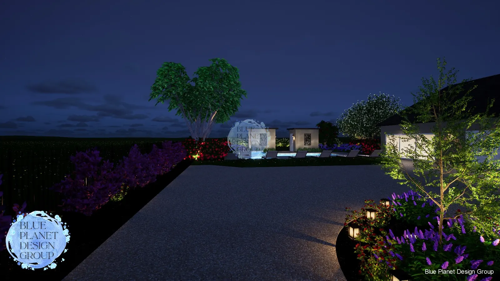 Garden approach and pool destination