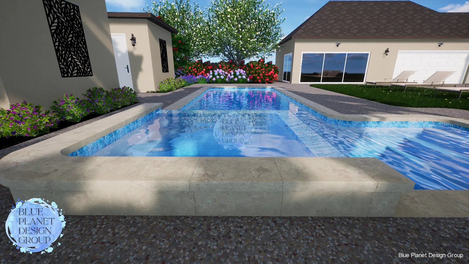 Geometric pool and spa rendering